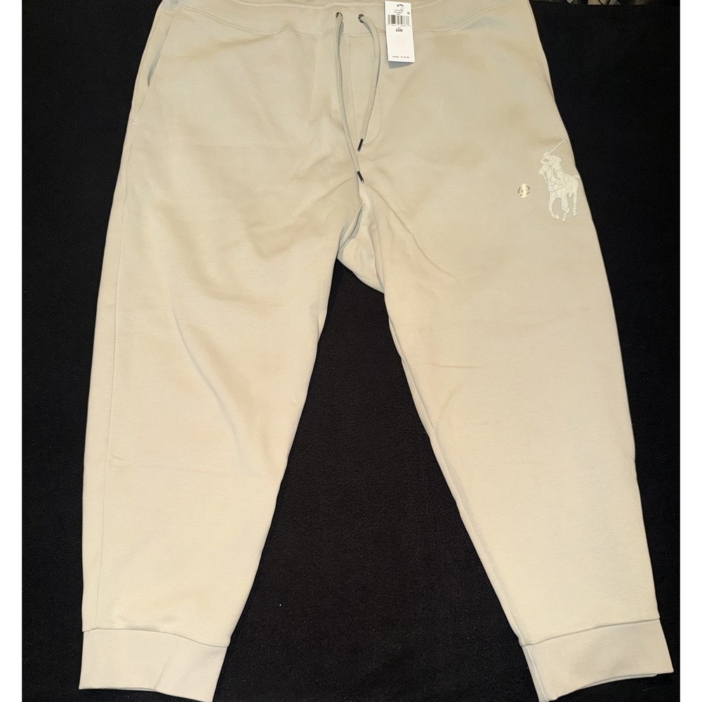 Polo Ralph Lauren Double Knit Big Pony Beige Sweatpants Mens Size 2XB NWT